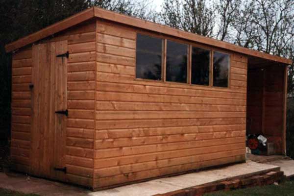 C1-2 archer pent shed and log store