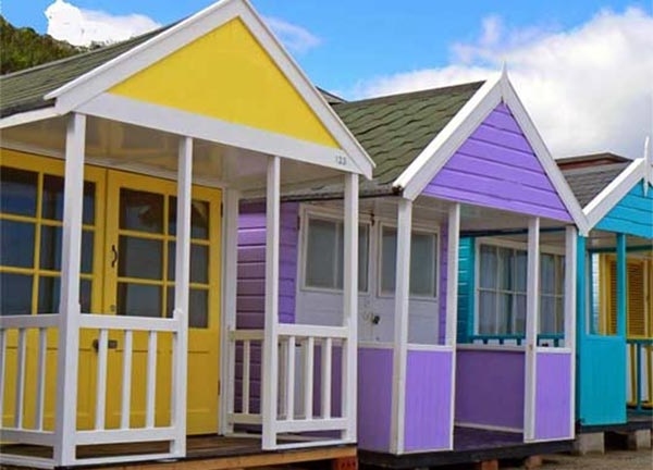 wooden beach huts